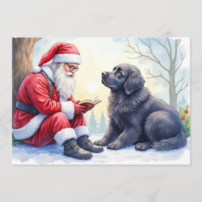 Weihnachtskarte für Neufundländer Feiertagskarte (Vorderseite)