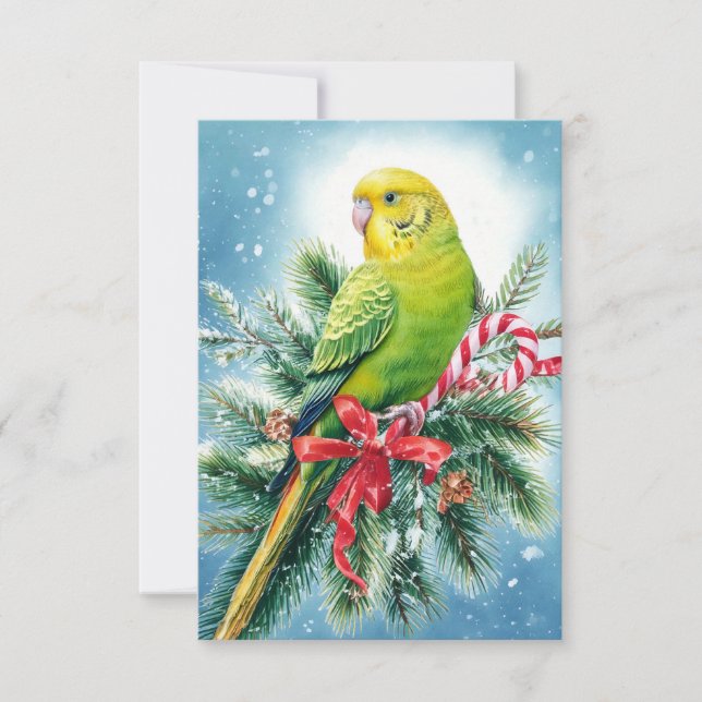Weihnachtskarte für Parakeet und Candy Cane Dankeskarte (Vorderseite)