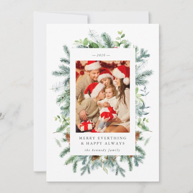 Weihnachtskarte für Pinien und Foto Feiertagskarte (Vorderseite)