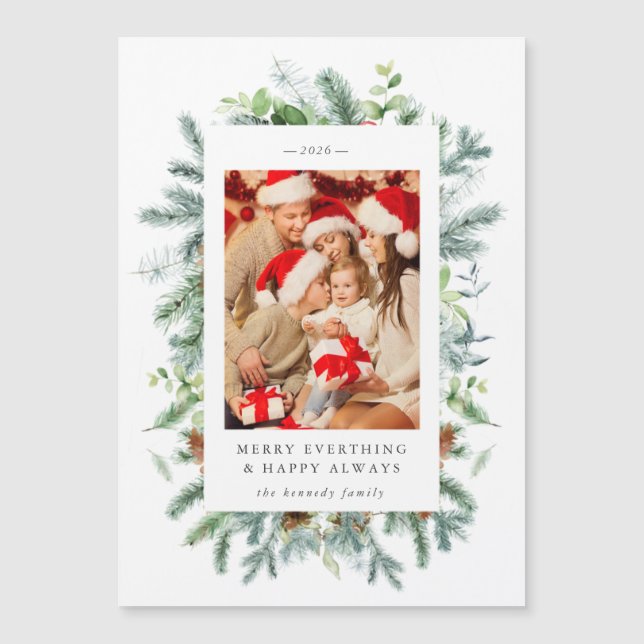 Weihnachtskarte für Pinien und Foto Magnetkarte (Vorderseite)