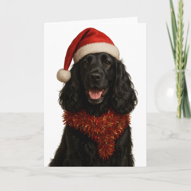 Weihnachtskarte für schwarzen Cocker Spaniel Karte (Vorderseite)