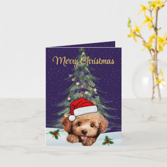 Weihnachtskarte für Spielzeug Poodle Karte (Gelbe Blume)