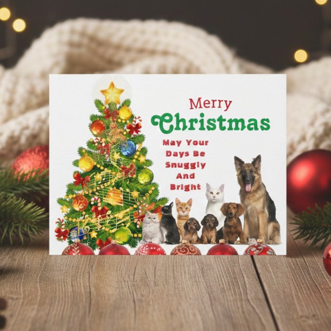 Weihnachtskarte für Tiere Feiertagspostkarte (Animal Family Christmas Holiday Card)