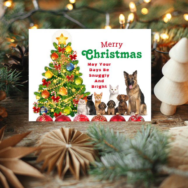 Weihnachtskarte für Tiere Feiertagspostkarte (Animal Family Christmas Holiday Card)