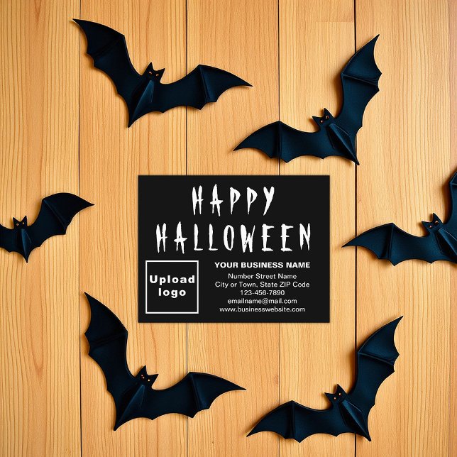 Weihnachtskarte für Unternehmen Feiertagskarte (Black Halloween business flat holiday card)