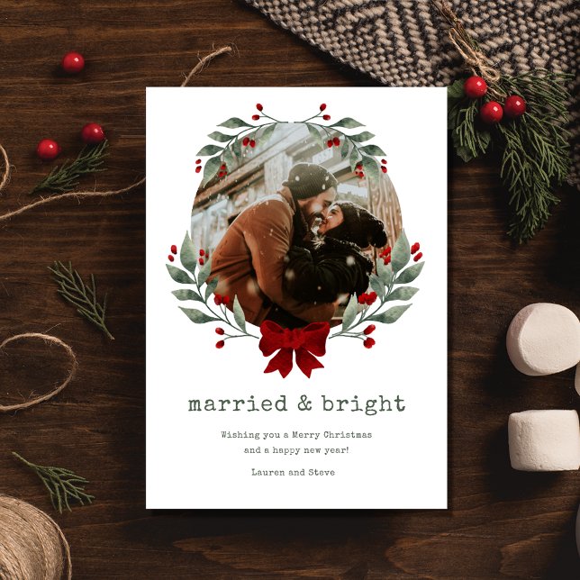 Weihnachtskarte für verheiratetes helles Foto Feiertagskarte (Married Bright Couple Photo Christmas Holiday Card)