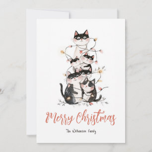 Weihnachtskarte für verkettete Katzen Feiertagskarte