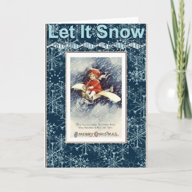 Weihnachtskarte für Vintage Jungs/Flugzeuge Feiertagskarte (Vorderseite)