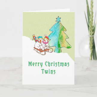 Weihnachtskarte für Zwillingskinder Feiertagskarte