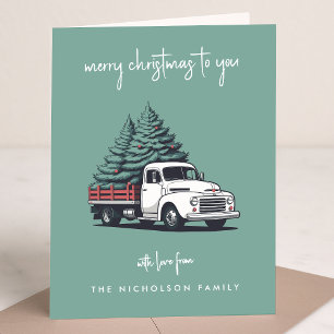 Weihnachtskarte gefaltet   Weihnachts-Lieferwagen Feiertagskarte