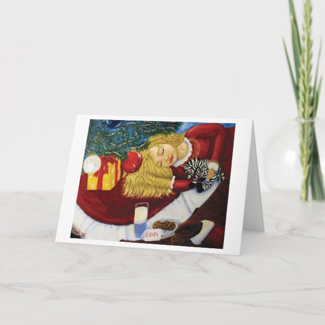 Weihnachtskarte - Gewartet für den Weihnachtsmann Feiertagskarte (Vorderseite)