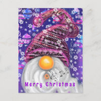 Weihnachtskarte glücklich in Lila Hut