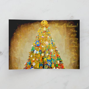 Weihnachtskarte gold und grün im Stil von Gustav K Karte