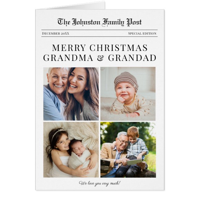 Weihnachtskarte Großeltern Zeitung (Vorne)