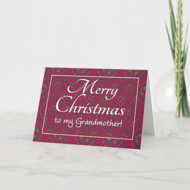 Weihnachtskarte, Großmutter rot, grün Feiertagskarte (Vorderseite)