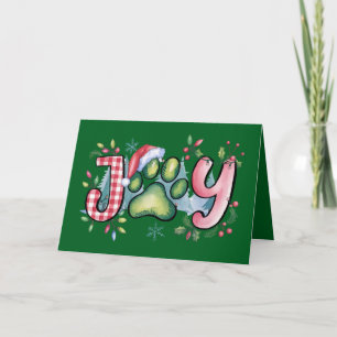 Weihnachtskarte Haustier Pfote Freude Grün Einladung