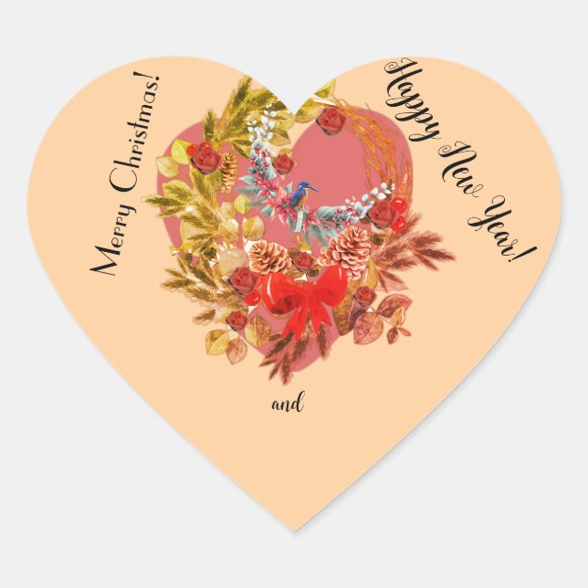 Weihnachtskarte! Herz-Aufkleber (Vorderseite)