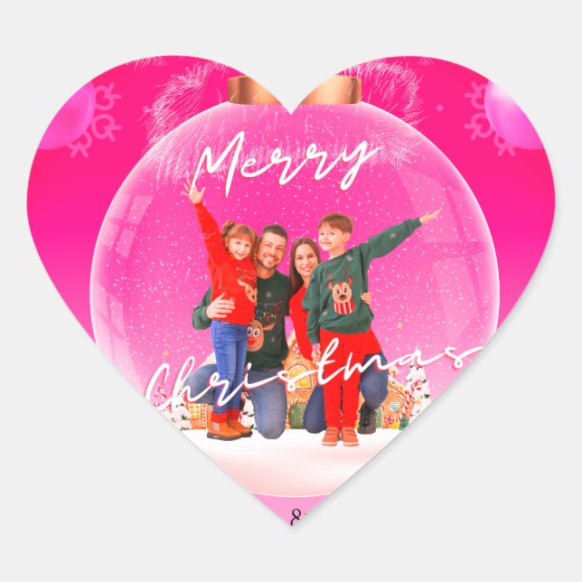 Weihnachtskarte Herz-Aufkleber (Vorderseite)