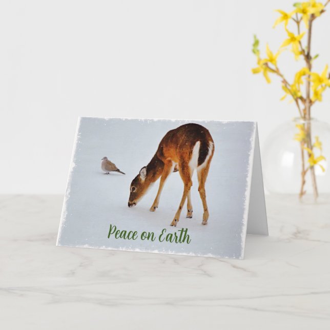 Weihnachtskarte Hirsch und Taube Faith Natur Karte (Gelbe Blume)