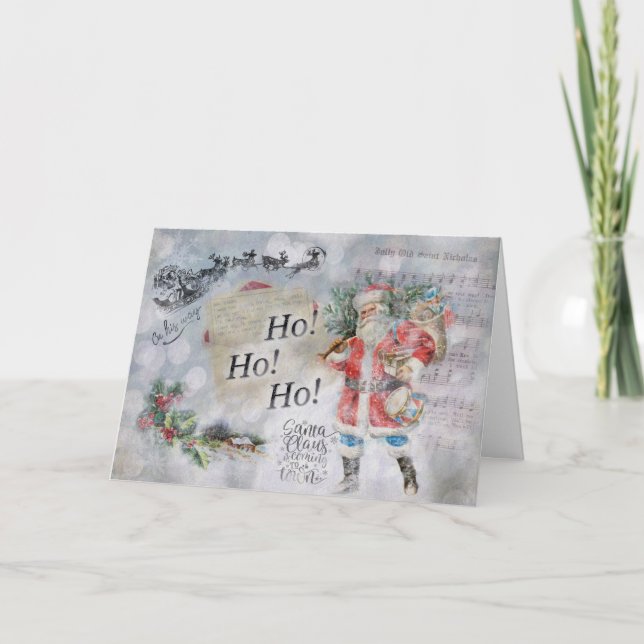 Weihnachtskarte "Ho Ho Ho" Weihnachtsmann Feiertagskarte (Vorderseite)