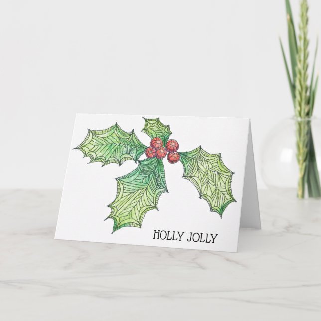 Weihnachtskarte Holly Jolly Feiertagskarte (Vorderseite)