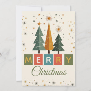 Weihnachtskarte im Mid-Century-Modern-Stil Feiertagskarte