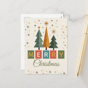 Weihnachtskarte im Mid-Century-Modern-Stil Feiertagspostkarte