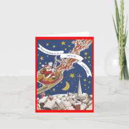 Weihnachtskarte im Retro-Stil "Santa in Sleigh" Feiertagskarte