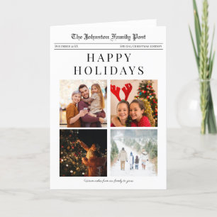 Weihnachtskarte im Zeitungsstil mit 4 Fotos Feiertagskarte