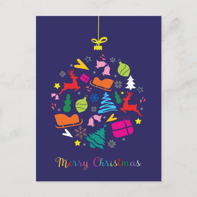 Weihnachtskarte in dunkelblau feiertagspostkarte (Vorderseite)