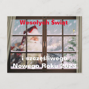 Weihnachtskarte ins polnische Wesołych Świąt Neuja Postkarte