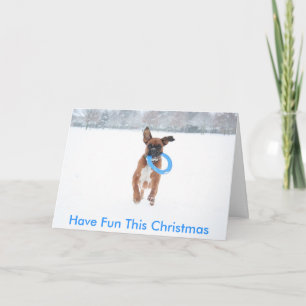 Weihnachtskarte Jolie Playing im Schnee Feiertagskarte