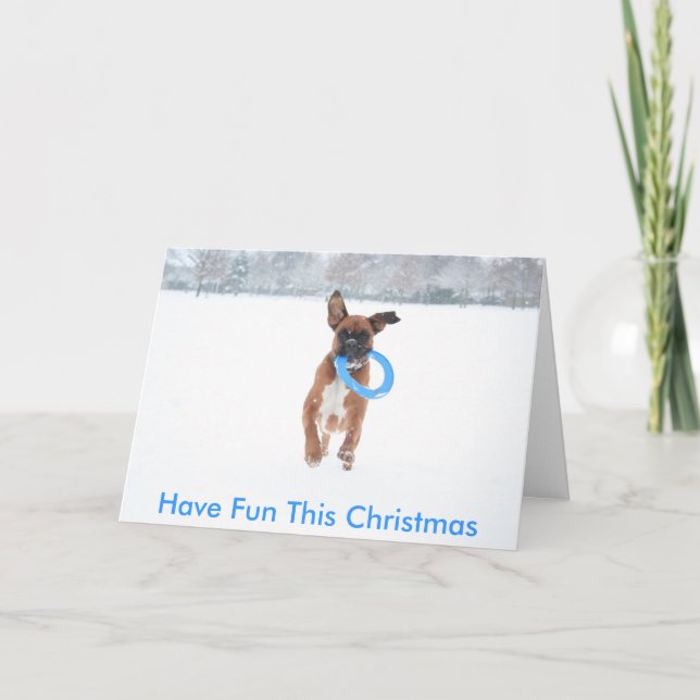 Weihnachtskarte Jolie Playing im Schnee Feiertagskarte (Vorderseite)