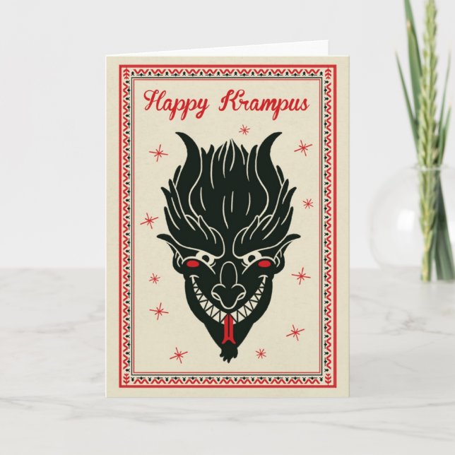 Weihnachtskarte - Krampus-Gesicht Feiertagskarte (Vorderseite)