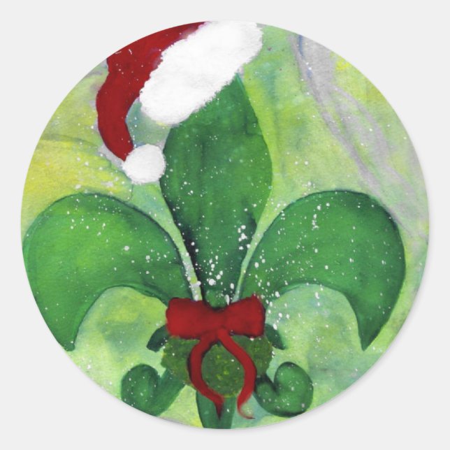 Weihnachtskarte Lilie Runder Aufkleber (Vorderseite)