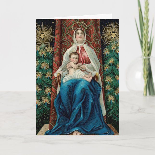 Weihnachtskarte Madonna und Kind Feiertagskarte (Vorderseite)
