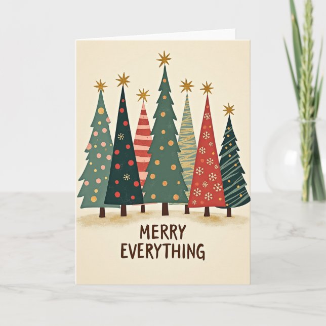 Weihnachtskarte 'Merry Everything Christmas Trees' Karte (Vorderseite)