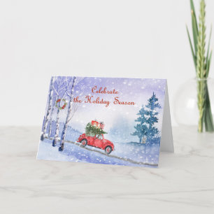 Weihnachtskarte mit altem Auto Karte