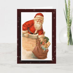 Weihnachtskarte mit altem Bild von Weihnachtsmann Feiertagskarte