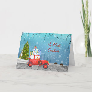 Weihnachtskarte mit alter Retro-Bahn & Winter Land Feiertagskarte