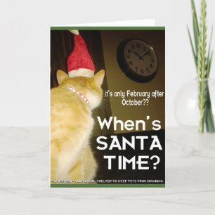 Weihnachtskarte mit ängstlicher Betrunkener Katze Feiertagskarte