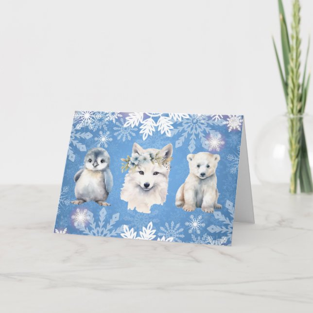 Weihnachtskarte mit arktischem Weiß gefaltet Feiertagskarte (Vorderseite)