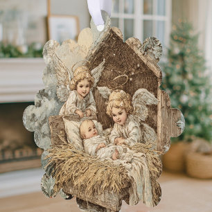 Weihnachtskarte mit Baby Schneeflocke gerahmter Or Ornament Karte