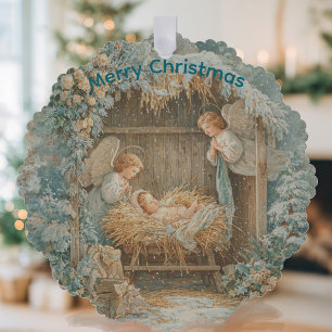 Weihnachtskarte mit Baby Schneeflocke gerahmter Or Ornament Karte