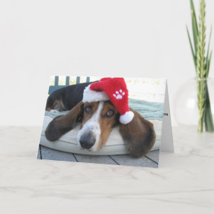 Weihnachtskarte mit Basset Hound Feiertagskarte