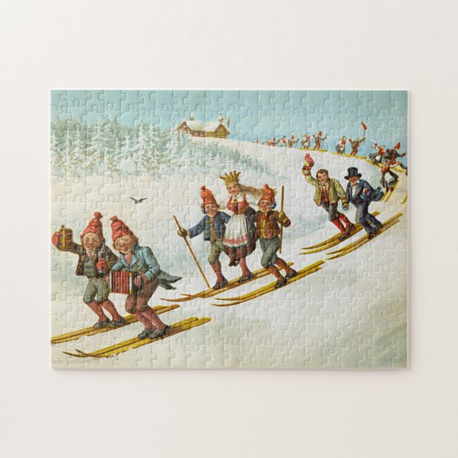 Weihnachtskarte mit BauernWedding Wilhelm Larsen Puzzle (Horizontal)