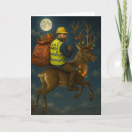 Weihnachtskarte mit Bauleiter und Rentier Karte