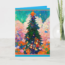 Weihnachtskarte mit Baum, Klimt-Stil, farbenfroh Karte