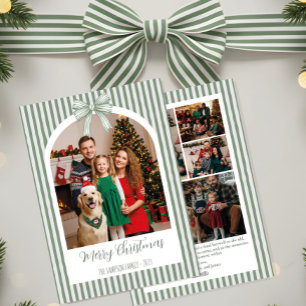 Weihnachtskarte mit Bogenfoto, grünen Streifen und Feiertagskarte