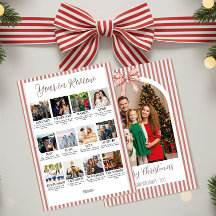 Weihnachtskarte mit Bogenfoto und roter Schleife z